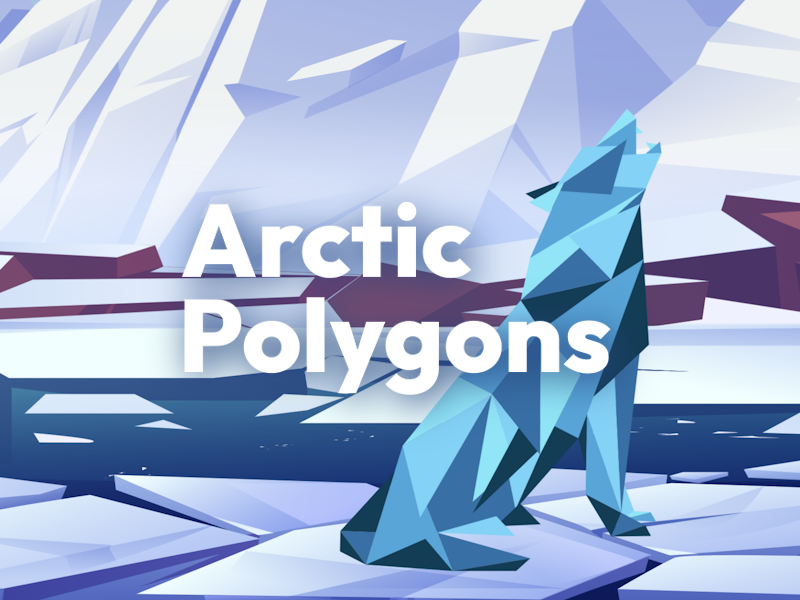 An arctic themed website with custom polygon animations
